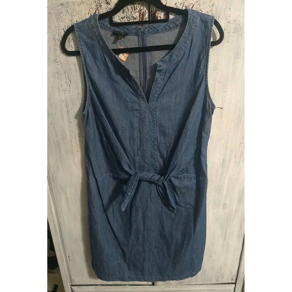 Talbots Sleeveless Dress Denim 12 Boho Cottage Core Beachy
